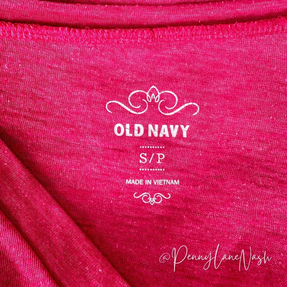 Old Navy Tri blend Short Sleeve V Neck Tee Shirt Pink - Picture 5 of 7